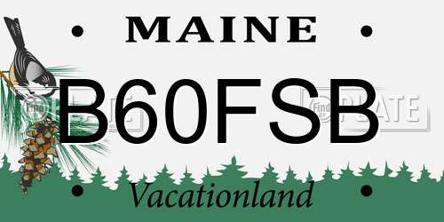 B60FSB Maine License Plate