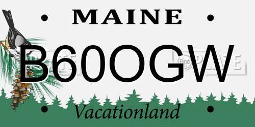 B60OGW Maine License Plate
