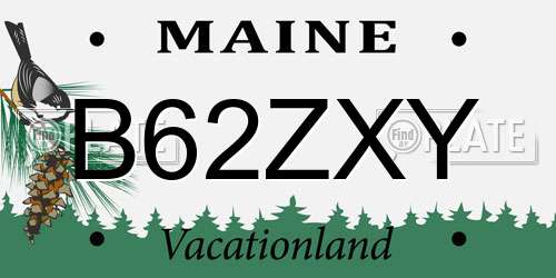 B62ZXY Maine License Plate