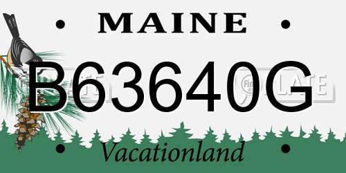 B63640G Maine License Plate