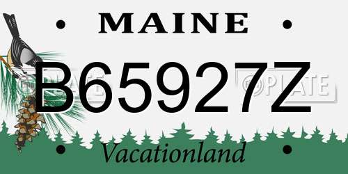 B65927Z Maine License Plate