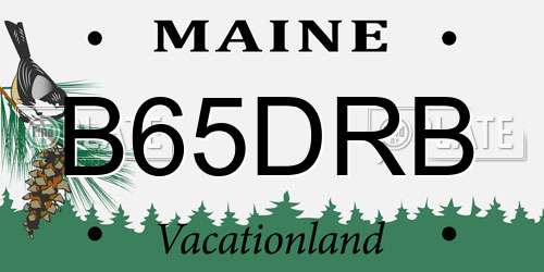 B65DRB Maine License Plate