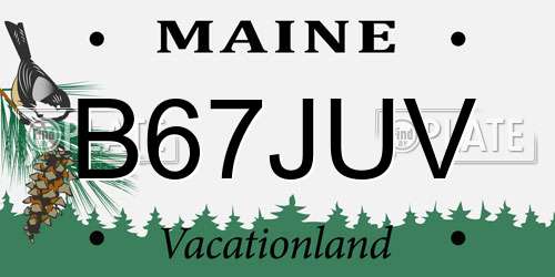 B67JUV Maine License Plate