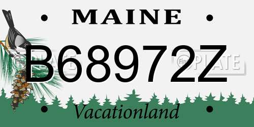 B68972Z Maine License Plate