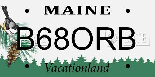B68ORB Maine License Plate