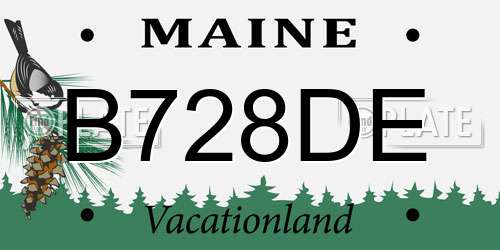 B728DE Maine License Plate
