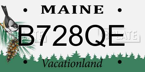 B728QE Maine License Plate