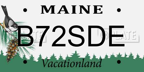 B72SDE Maine License Plate