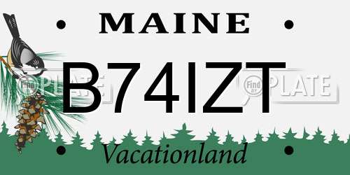 B74IZT Maine License Plate
