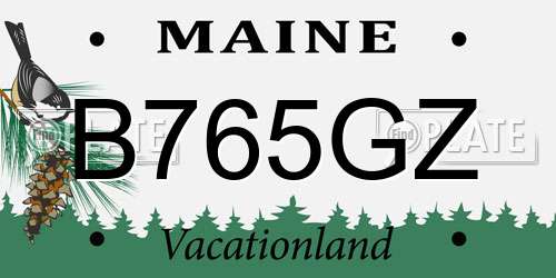 B765GZ Maine License Plate