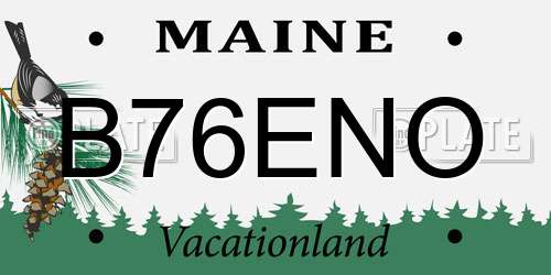B76ENO Maine License Plate