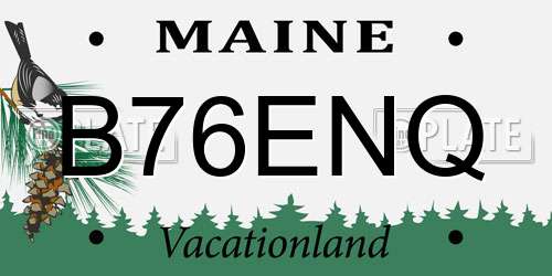 B76ENQ Maine License Plate