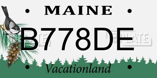 B778DE Maine License Plate