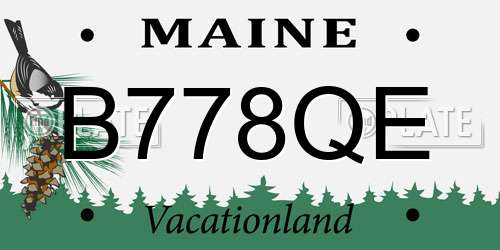 B778QE Maine License Plate