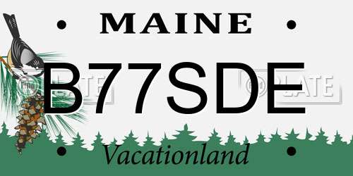 B77SDE Maine License Plate