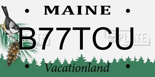 B77TCU Maine License Plate