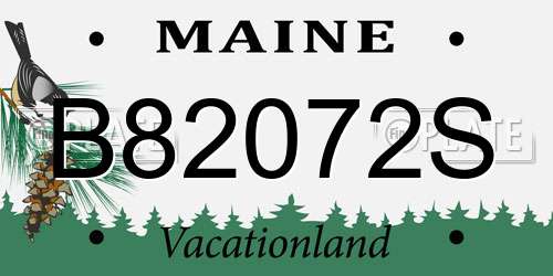 B82072S Maine License Plate