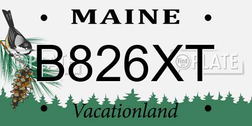 B826XT Maine License Plate