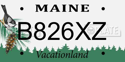 B826XZ Maine License Plate