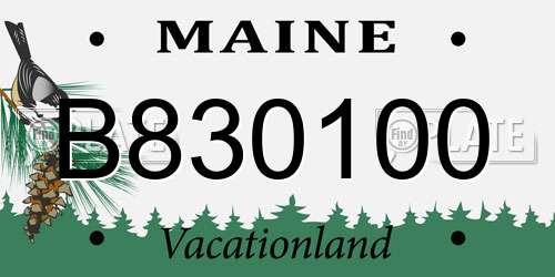 B830100 Maine License Plate