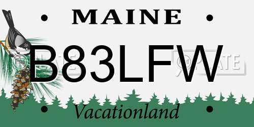 B83LFW Maine License Plate