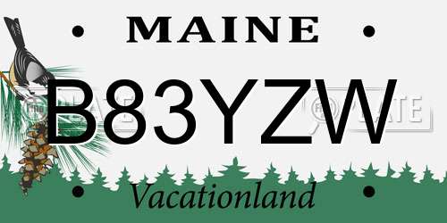 B83YZW Maine License Plate