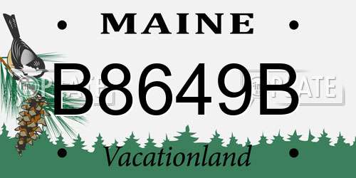B8649B Maine License Plate