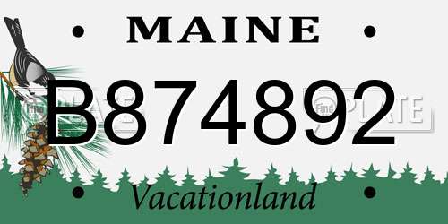 B874892 Maine License Plate