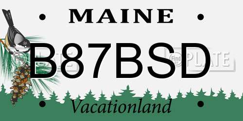 B87BSD Maine License Plate