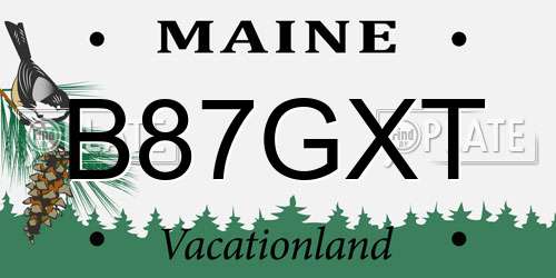 B87GXT Maine License Plate