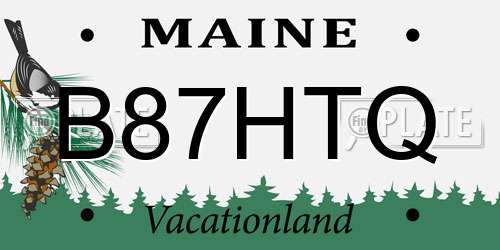 B87HTQ Maine License Plate