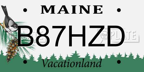 B87HZD Maine License Plate