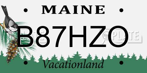 B87HZO Maine License Plate