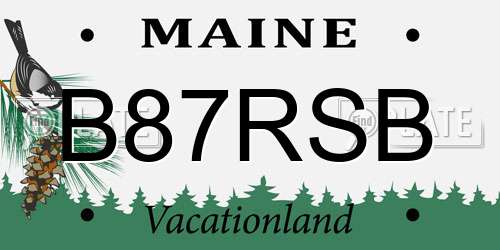 B87RSB Maine License Plate