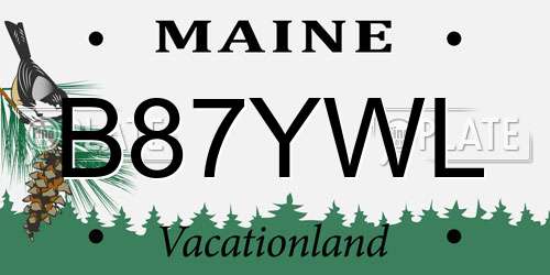 B87YWL Maine License Plate