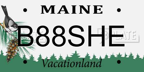 B88SHE Maine License Plate
