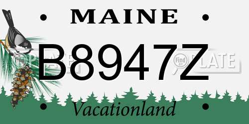 B8947Z Maine License Plate