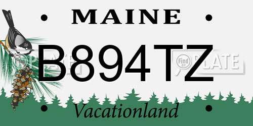 B894TZ Maine License Plate