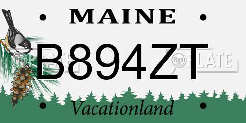 B894ZT Maine License Plate