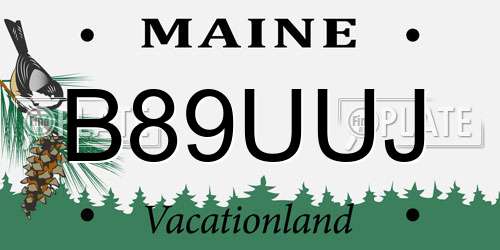 B89UUJ Maine License Plate