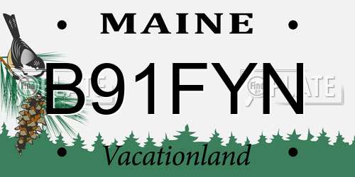 B91FYN Maine License Plate