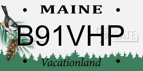 B91VHP Maine License Plate