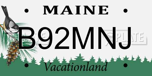 B92MNJ Maine License Plate