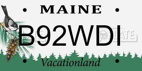 B92WDI Maine License Plate