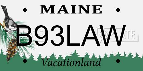 B93LAW Maine License Plate