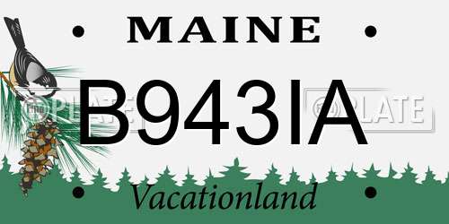 B943IA Maine License Plate