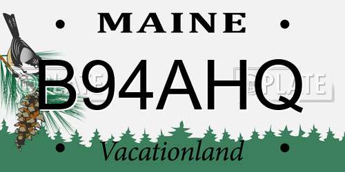 B94AHQ Maine License Plate