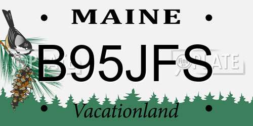 B95JFS Maine License Plate