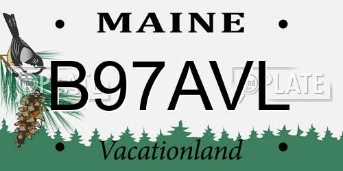 B97AVL Maine License Plate