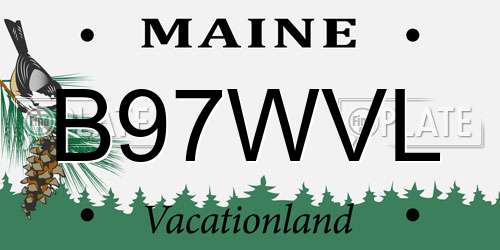 B97WVL Maine License Plate